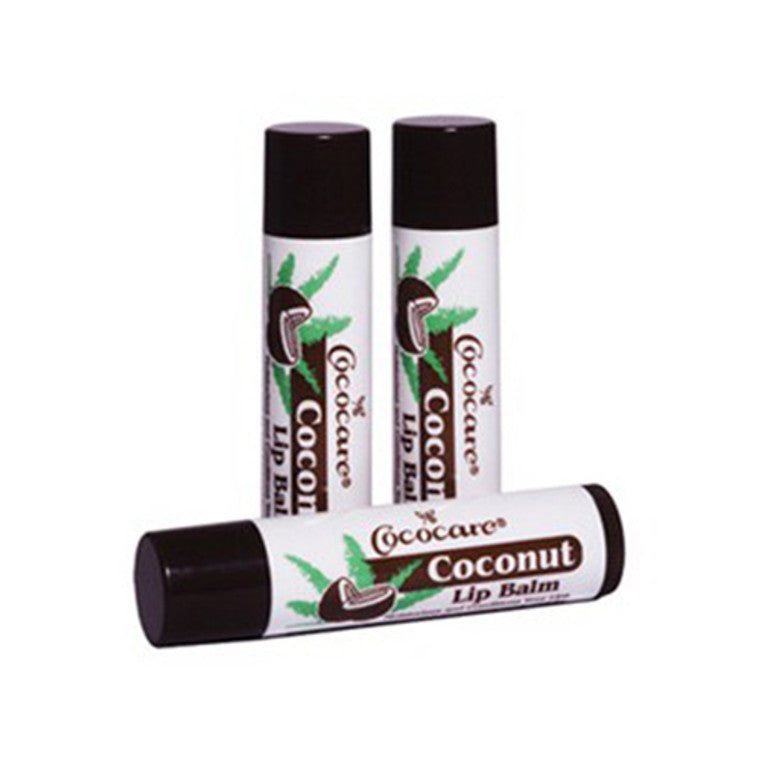 Cococare Coconut Lip Balm in 0.15 oz tube, moisturizing treatment with coconut flavor, shown in an image with a white background.