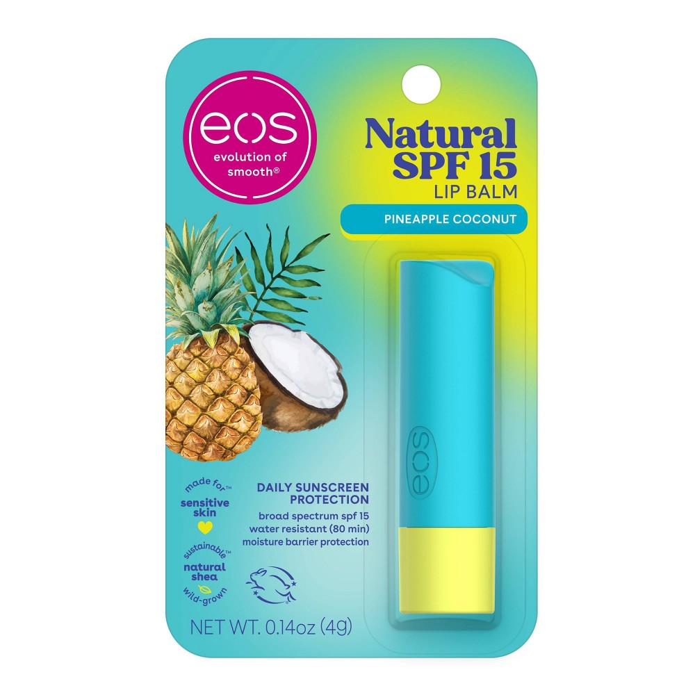 Natural SPF 15 lip balm by Pasteur Pharmacy, 4g, coconut flavor, nourishing treatment for dry lips, moisturizing and protective.