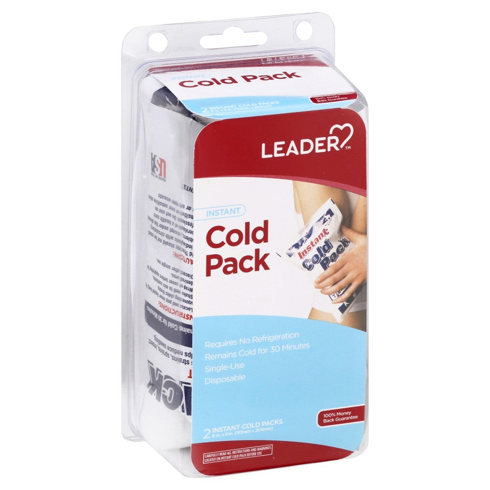 The Leader Instant Cold Pack from Pasteur Pharmacy, a cold therapy treatment in a compact package, used for pain relief and swelling.