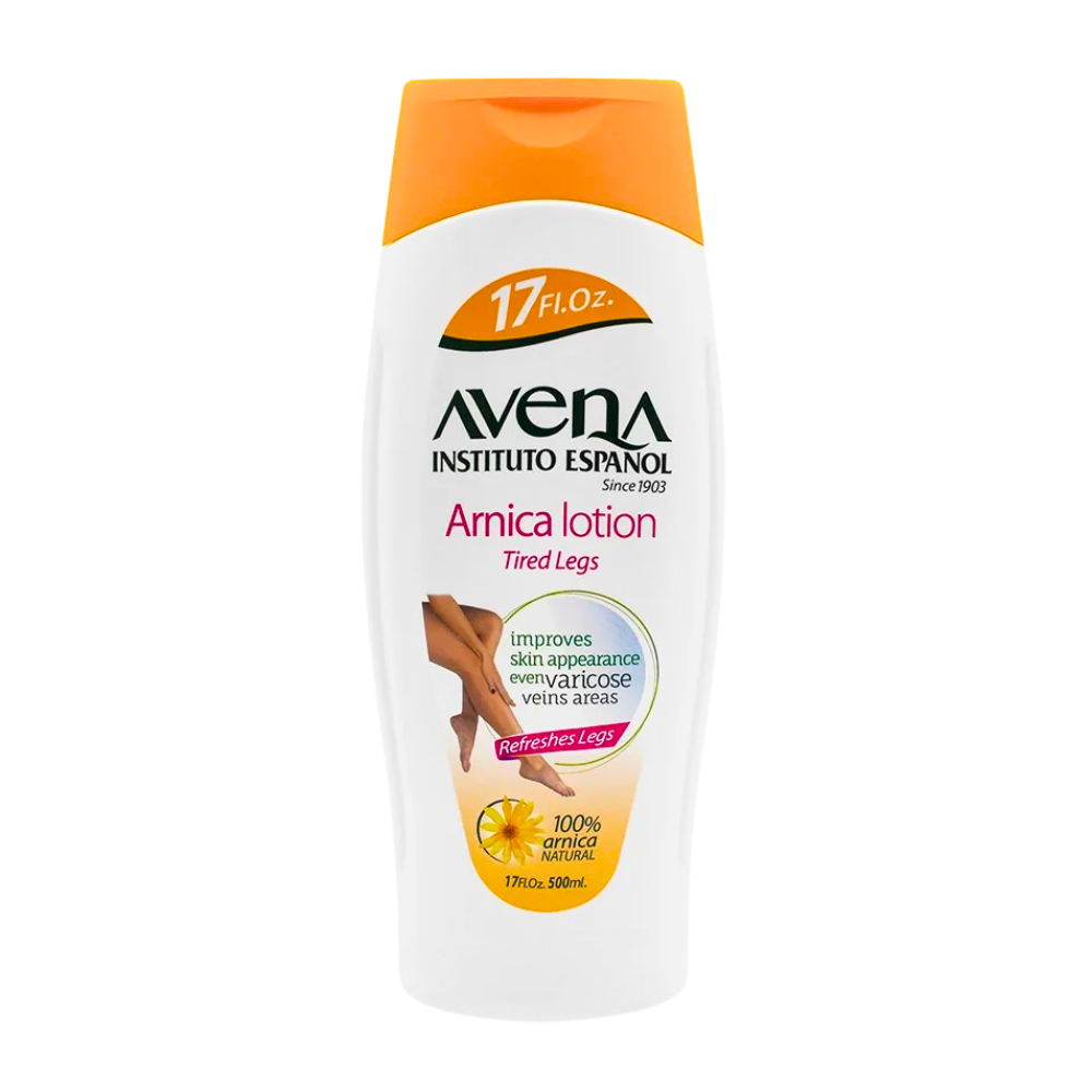 Pasteur Pharmacy Avena Arnica lotion moisturizer in a 17 oz bottle, offering soothing skincare with natural ingredients.