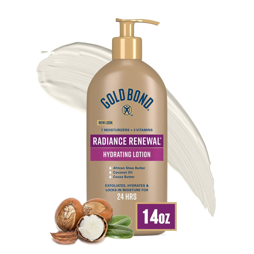 Gold Bond Ultimate Hydrating Lotion with Radiance Renewal Cream Oil, 14 oz, moisturizing and nourishing lotion for soft skin