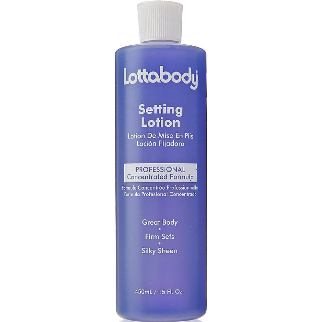 Lottabody Setting Lotion by Pasteur Pharmacy in a 15-ounce bottle, moisturizing hair setting lotion with a smooth consistency.