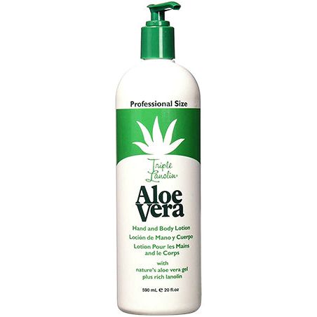 Pasteur Pharmacy Triple Lanolin Aloe Hand and Body Lotion Pump, 20 oz, creamy moisturizer in a white pump bottle.