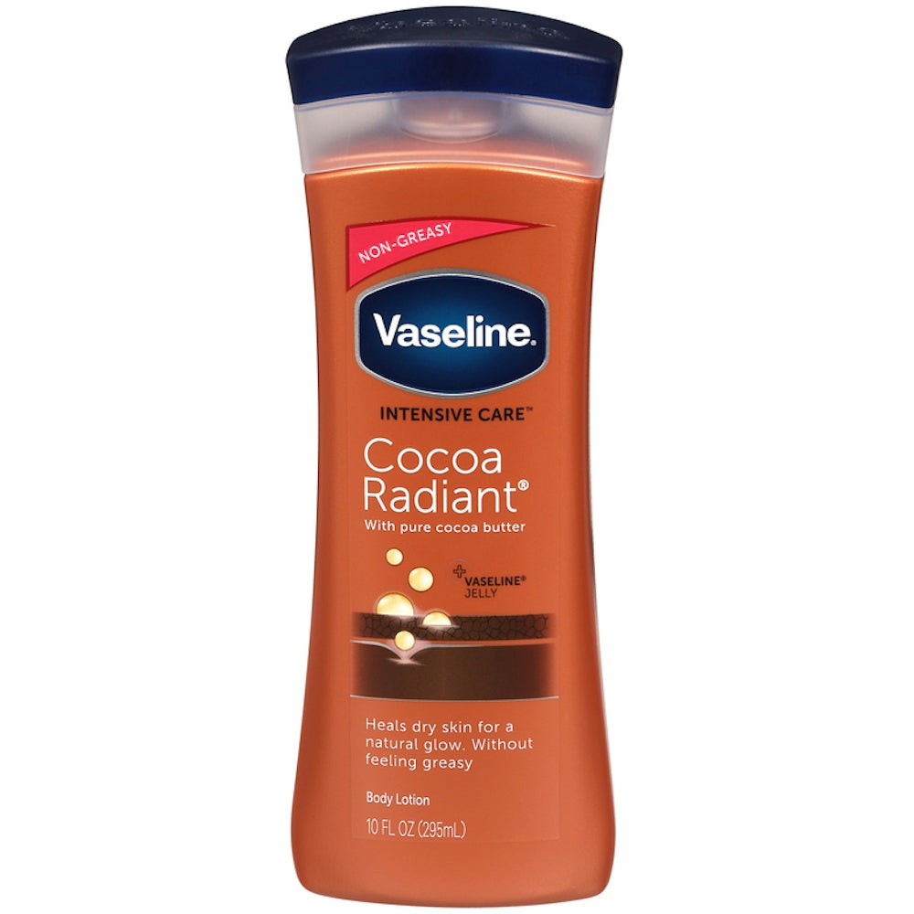 Vaseline Intensive Care Lotion 10 oz bottle from Pasteur Pharmacy, moisturizing lotion for dry skin, with a simple white and blue label