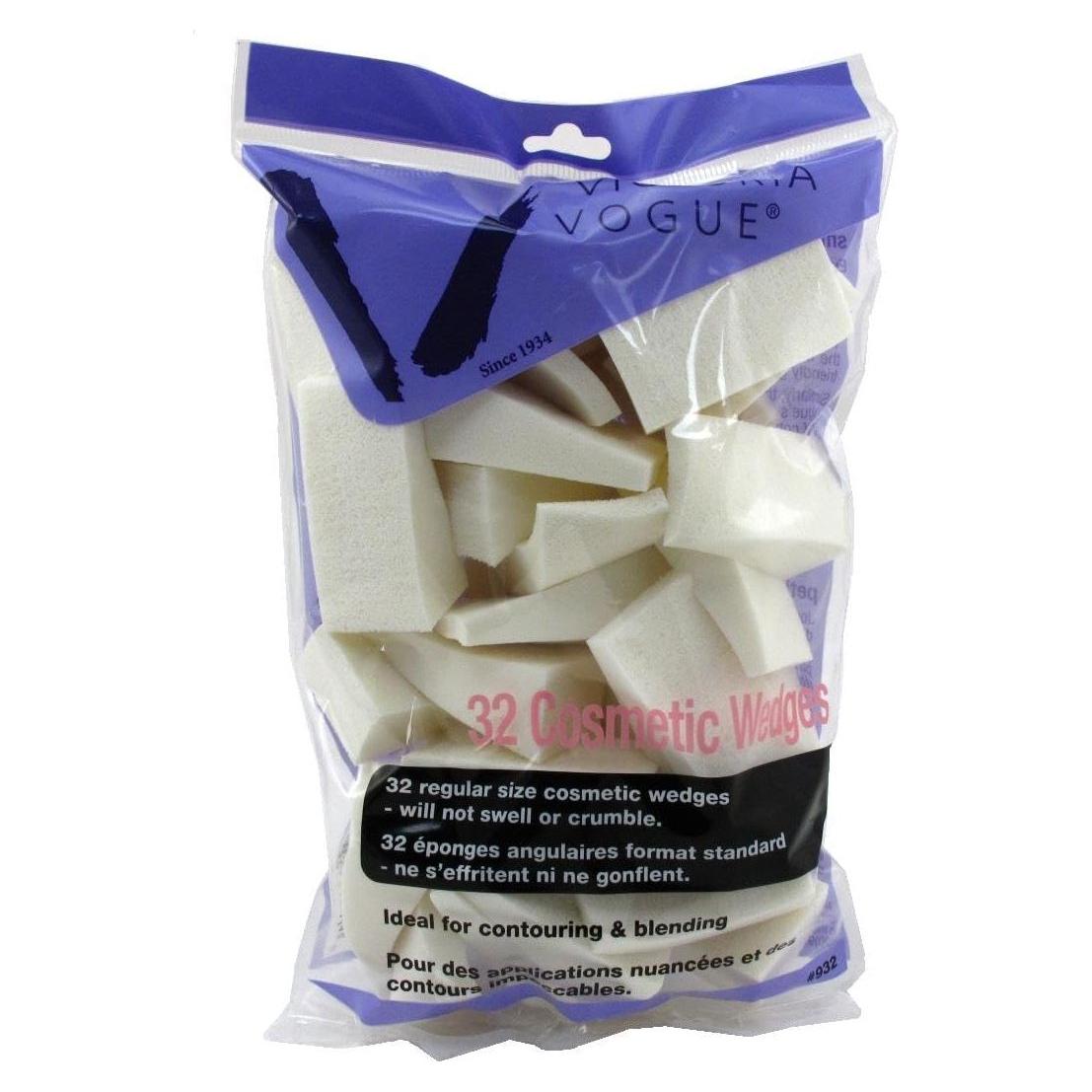 Victoria Vogue cosmetic wedges by Pasteur Pharmacy, set of 32 flat makeup sponges for blending and application.