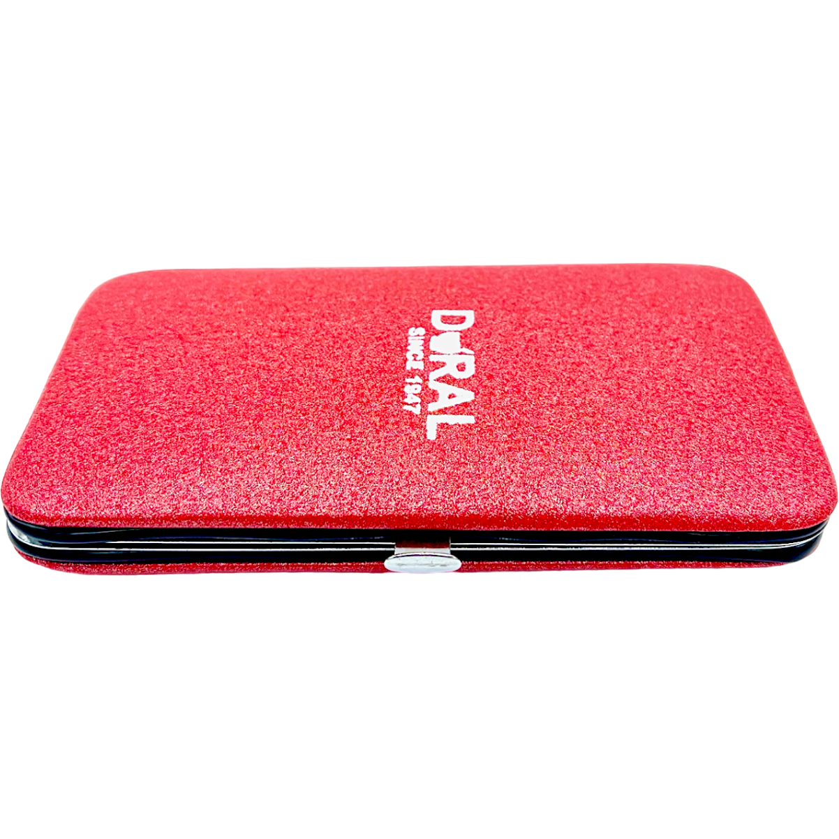 Red Dural Manicure Pedicure Kit by Pasteur Pharmacy with grooming tools in a compact 3oz set for nail care.