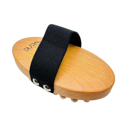 Dural Massage Brush with olive wood knobs and beechwood handle, natural wooden massage brush for skin and muscle relaxation.