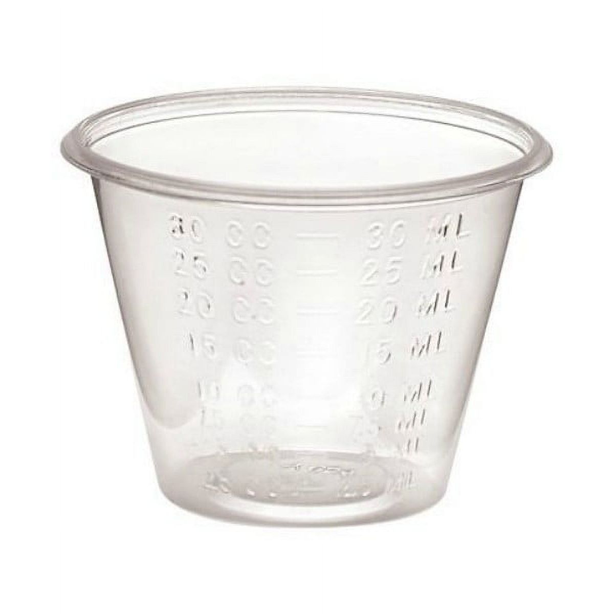 Set of 100 1 oz medical medicine cups by Pasteur Pharmacy, clear plastic cups for accurate medication measuring.