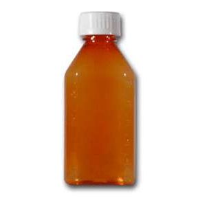 Set of 100 amber plastic prescription bottles, 6 oz (177ml) by Pasteur Pharmacy, used for medication storage and medical supplies.
