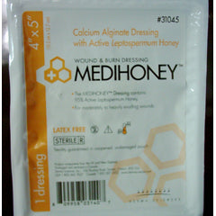 Medihoney Calcium Alginate Dressing with Manuka Honey, 4x5 inch, medical supply for wound care, by Pasteur Pharmacy.
