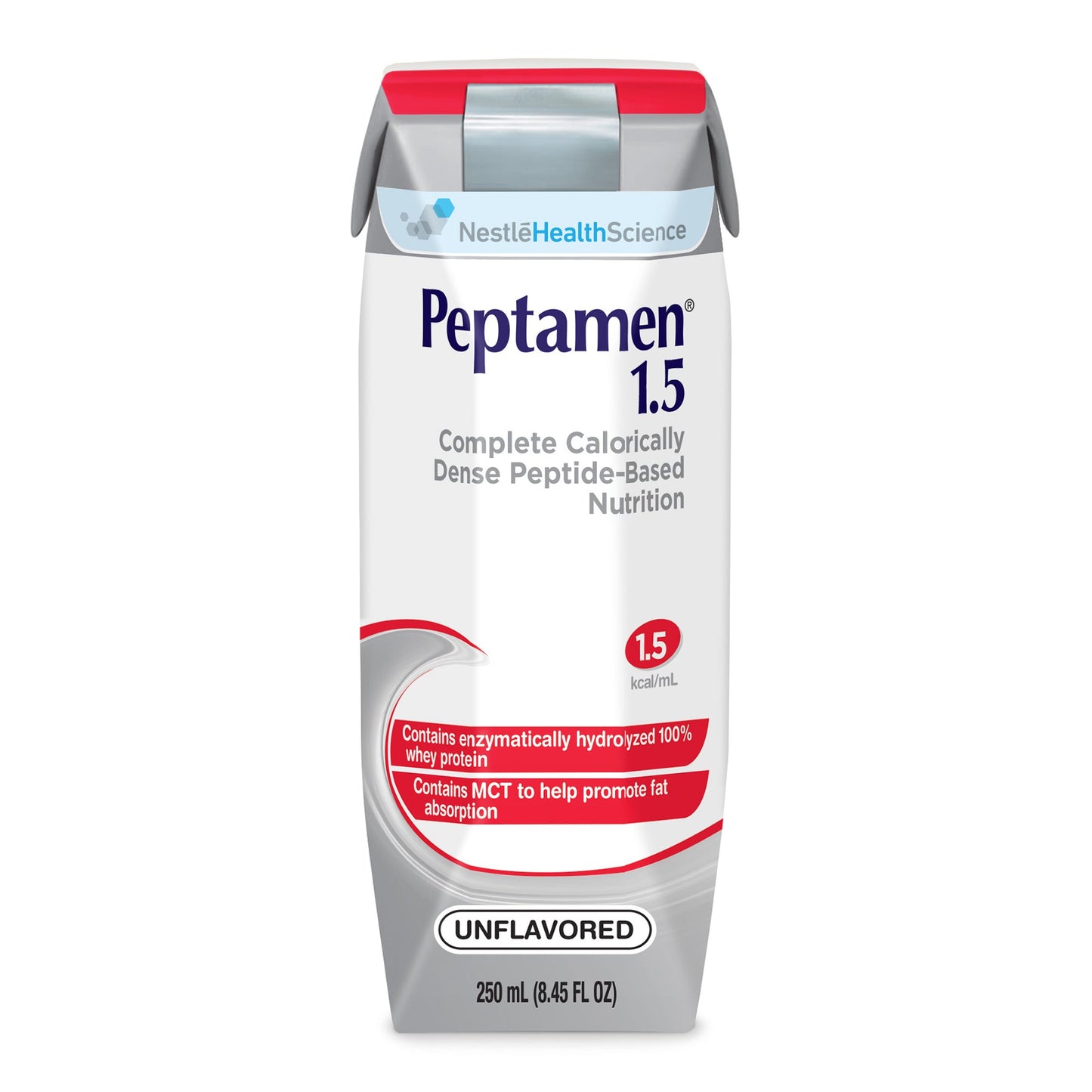 Nestle Peptamen 1.5 tube feeding formula in 8.45-ounce cartons, part of a case of 24, medical supplies by Pasteur Pharmacy.