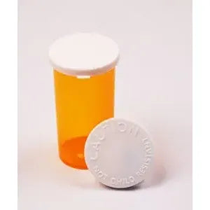 Amber snap-cap vials from Pasteur Pharmacy, 40 Dram size, ideal for medical supplies and laboratory use.