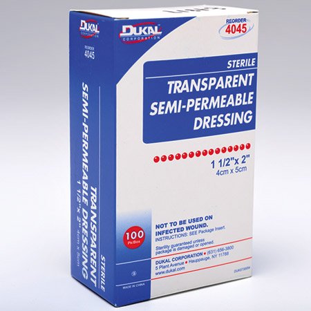 Dukar Transparent Dressing by Pasteur Pharmacy, 2 x 2.75 inches, box of 100 medical dressings for wound care.