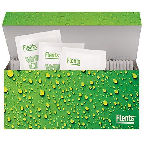 Assorted box of Flents Wipe N Clear Lens Wipes for cleaning glasses, stored in a Pasteur Pharmacy medicine cabinet.