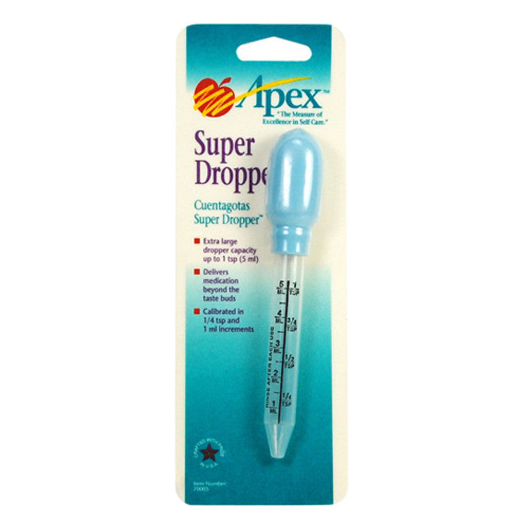 Apex Medicine Dropper 5 ml from Pasteur Pharmacy, calibrated for accurate dosing, with clear measurement markings on a transparent plastic dropper.