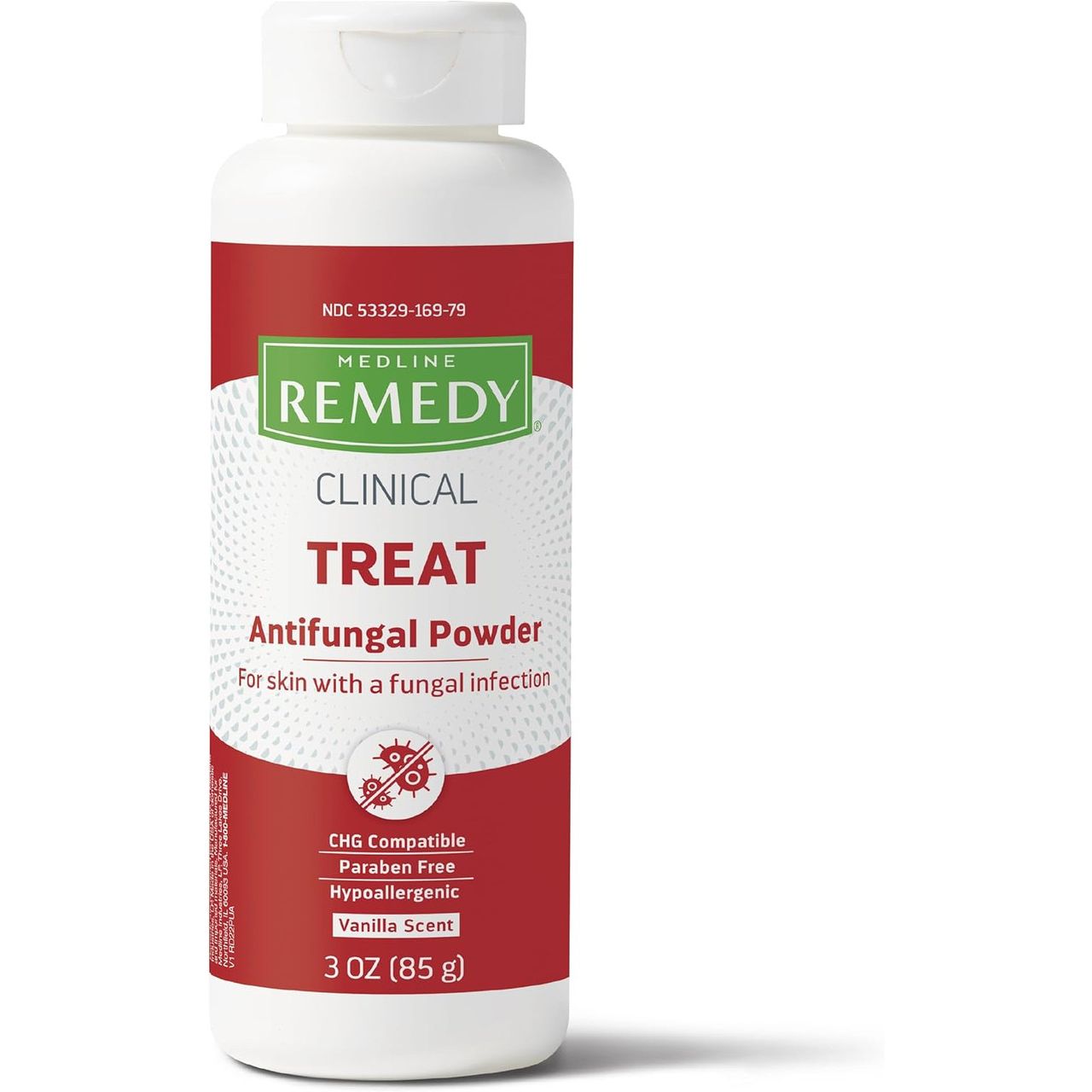 Medline Remedy Phytoplex Antifungal Powder in 3 oz container, used for skin fungal infections, by Pasteur Pharmacy.