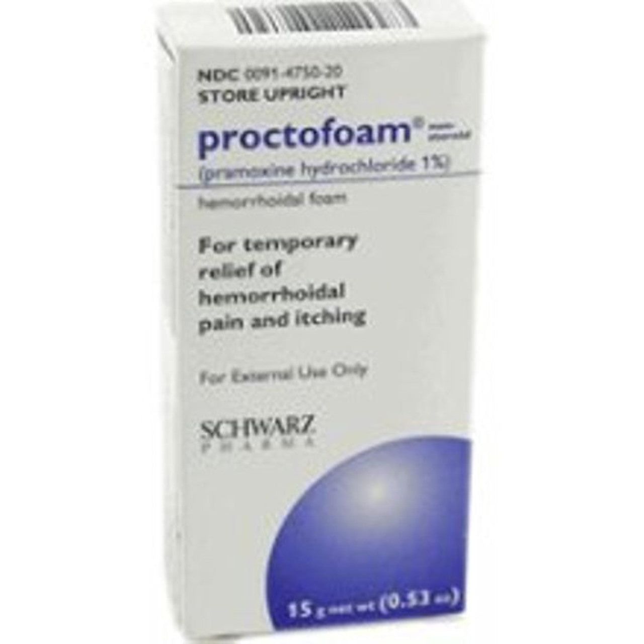 Proctofoam NS hemorrhoidal foam 1% in 15g tube, anti-hemorrhoid medicine, Pasteur Pharmacy brand, shown in the image.