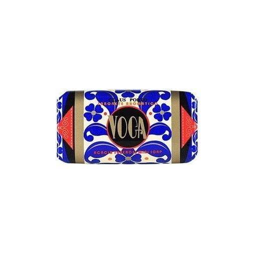 Mini soap by Claus Porto Voga with acacia and tuberose scent, 1.7 oz, featuring elegant packaging and floral design.