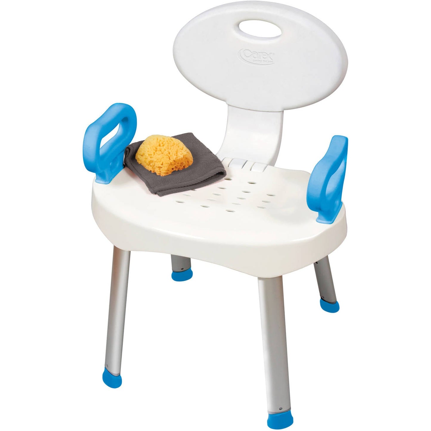 Carex E-Z Bath and Shower Seat with Handles, mobility and accessibility aid, with tool-free assembly and sturdy support handles