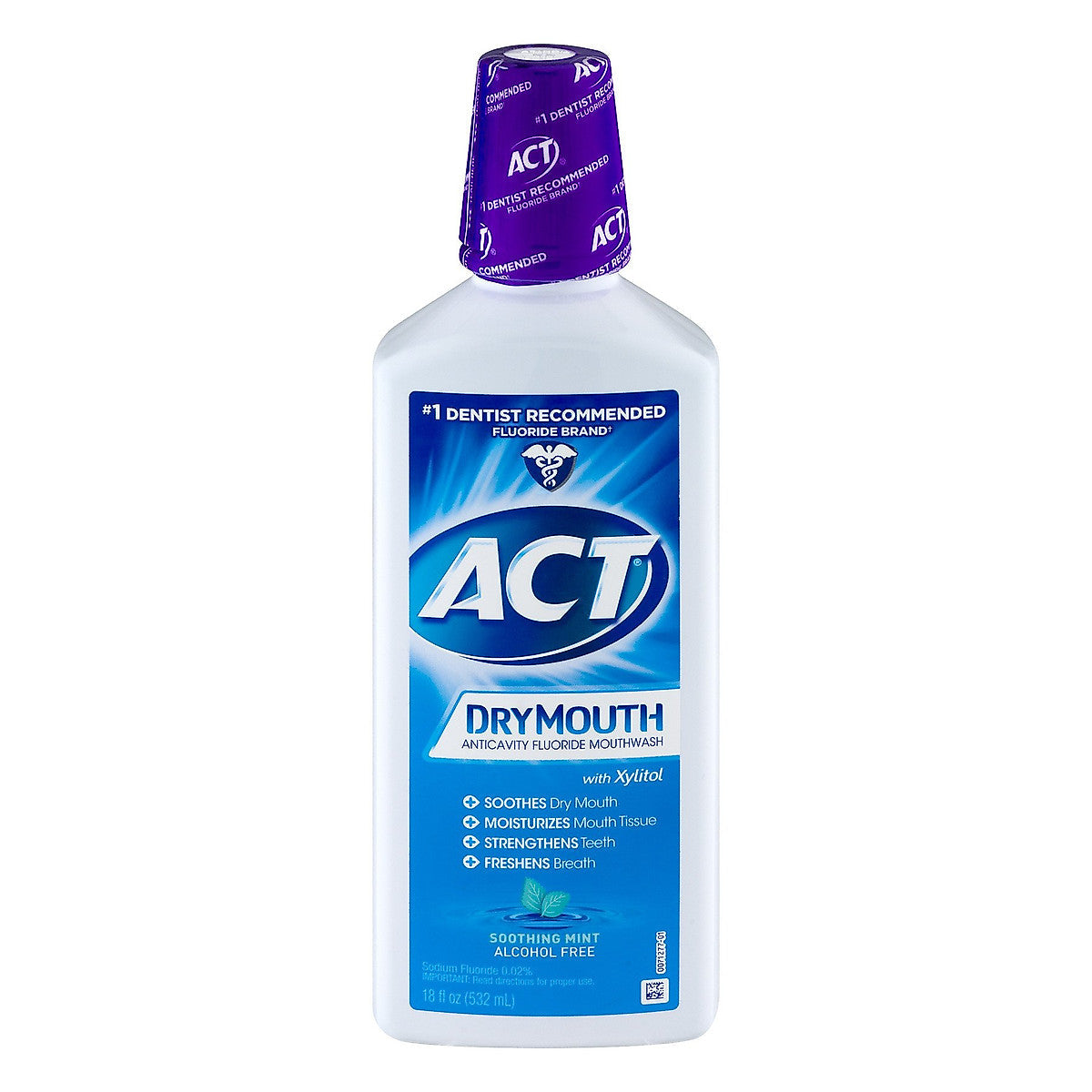 ACT Mouthwash by Pasteur Pharmacy in soothing mint flavor, featuring anticavity fluoride for dry mouth relief.