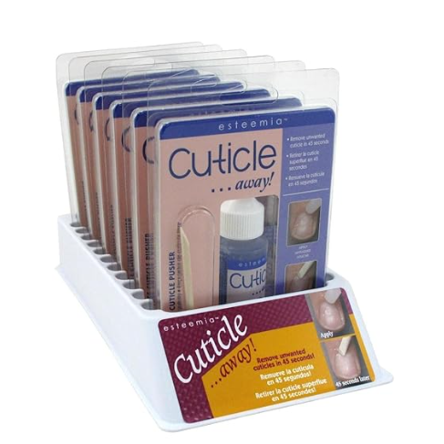 Prolinc Esteemia Cuticle Away nail care product with free pusher, 1 oz, designed for cuticle removal and nail health.