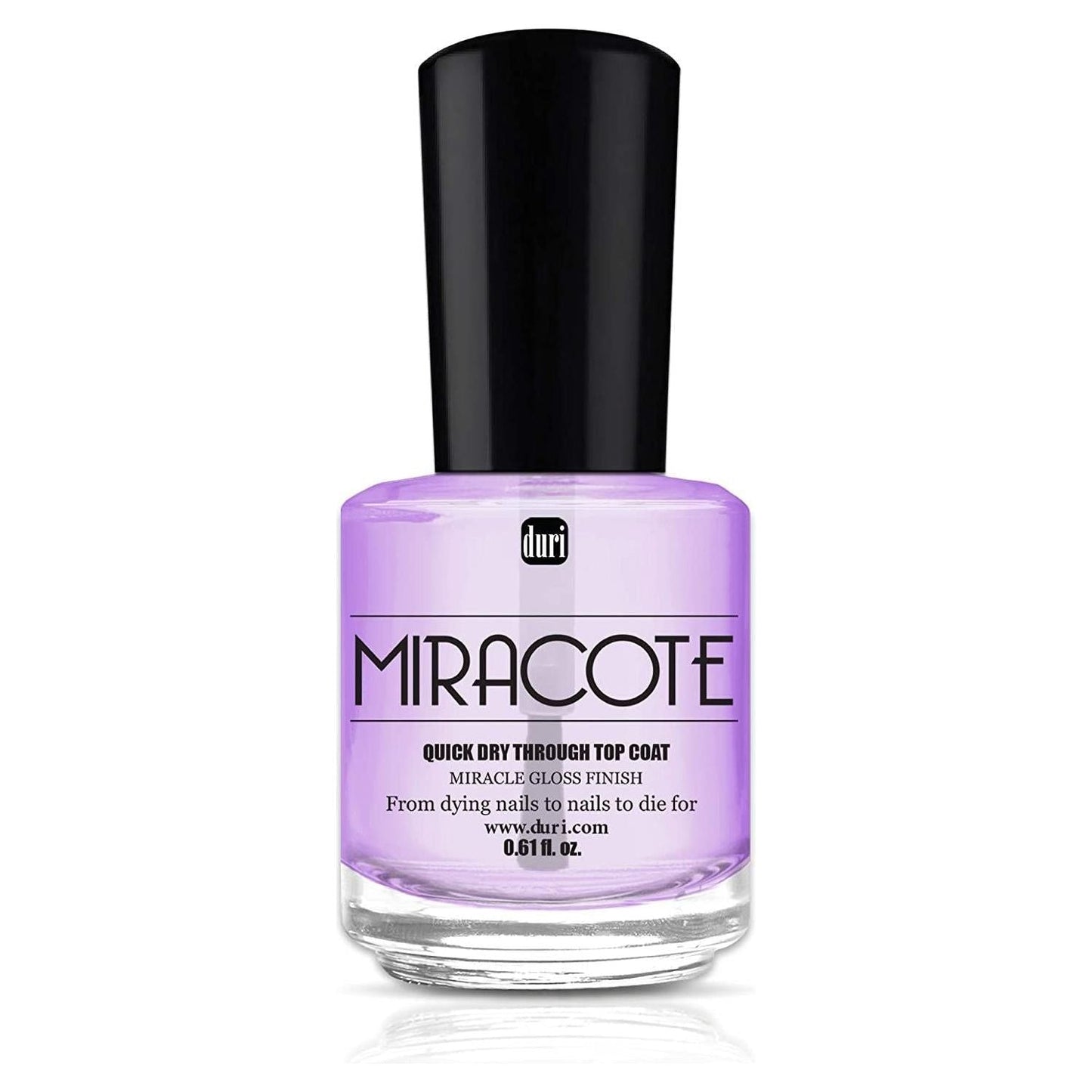 Duri Miracote Top Coat nail polish by Pasteur Pharmacy showing clear, glossy nail top coat bottle with product label.