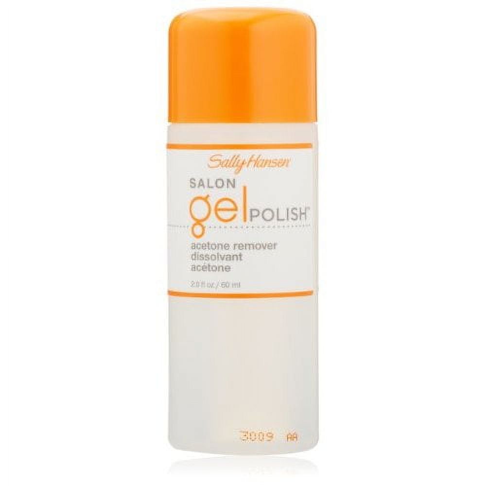 Sally Hansen Pro Gel acetone nail polish remover in a clear bottle, designed for safe and effective gel nail polish removal.