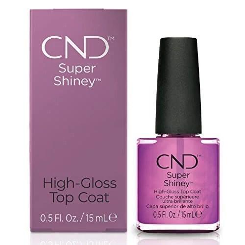 CND Nail Polish Super Shiney high gloss top coat and Stickey anchoring base from Pasteur Pharmacy, showing the bottles and packaging.