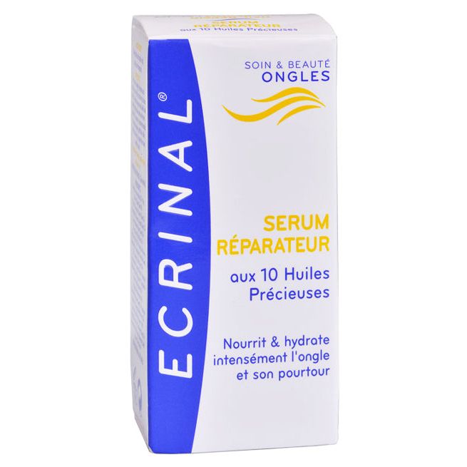 Ecrinal Nail Repair Serum with 10 precious oils in a 10ml bottle, designed to strengthen and nourish nails.