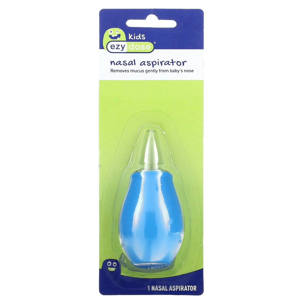 Ezy Dose Kids Baby Nasal Aspirator from Pasteur Pharmacy, safe and gentle mucus remover for infants, with a clear aspirator device.