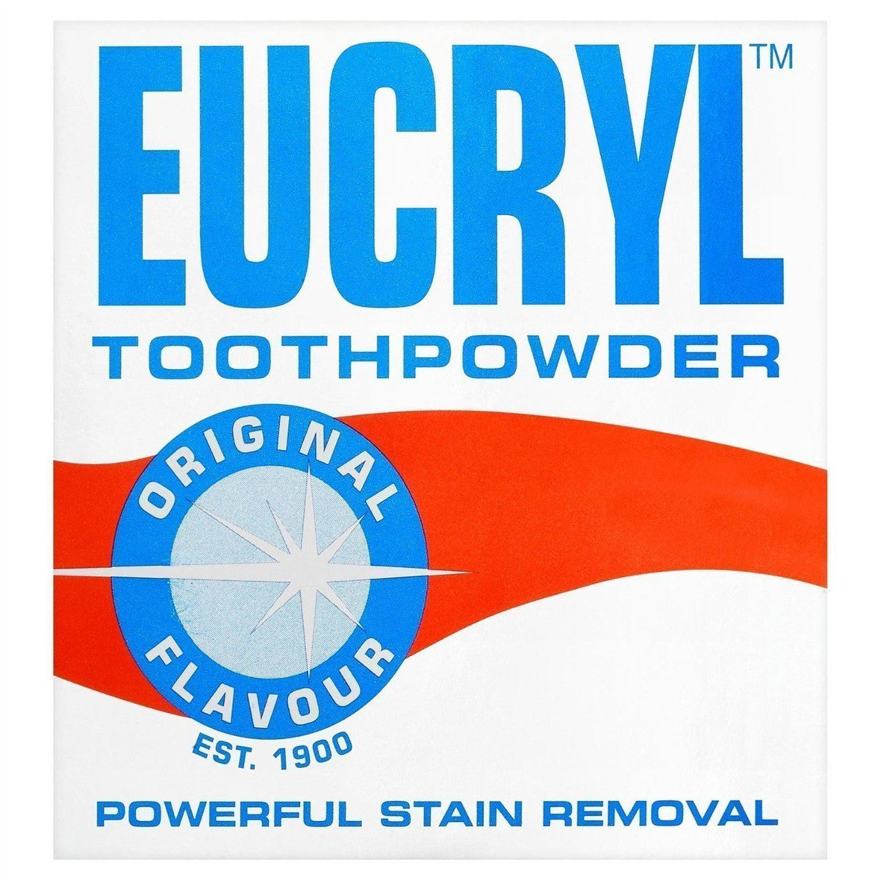 Eucryl Toothpowder Original teeth whitening powder in 50g jar, used for oral care and natural teeth cleaning.