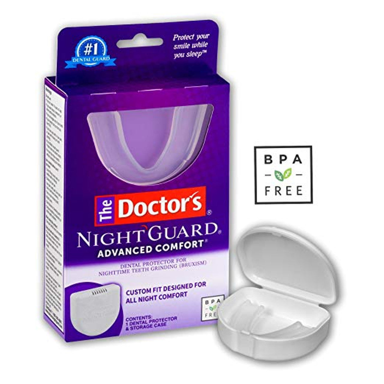 The Doctor's NightGuard Advanced Comfort dental protector for nighttime teeth grinding, shown in a clear, close-up view.