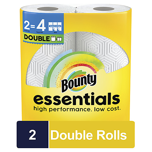 Bounty Essential Select-A-Size Paper Towels, 2-pack, featuring absorbent paper towels with customizable sheet sizes from Pasteur Pharmacy