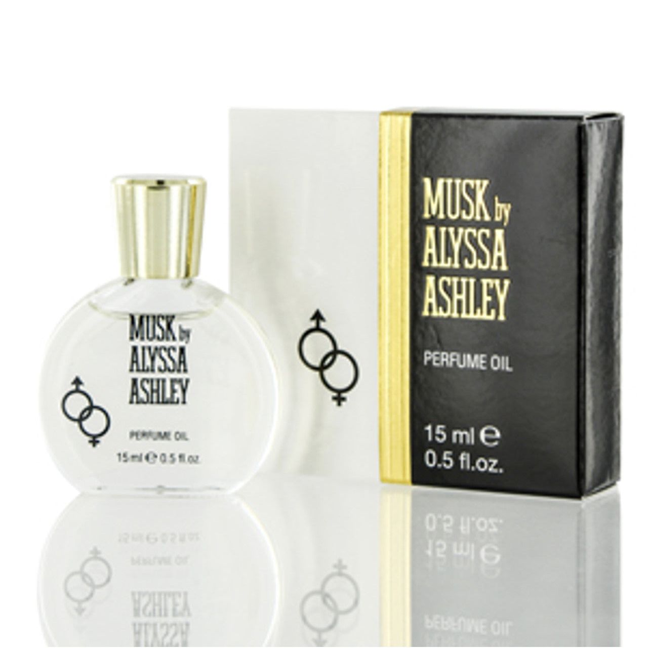 Alyssa Ashley Musk perfume oil in a 0.5 oz (15 ml) bottle, featuring a sleek container for perfume and cologne.
