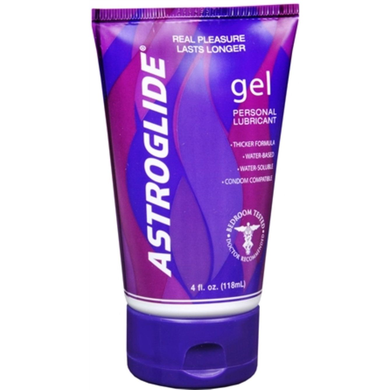 Astroglide Gel water-based personal lubricant tube, 4 oz, with a clear tube and blue cap, designed for smooth, comfortable use