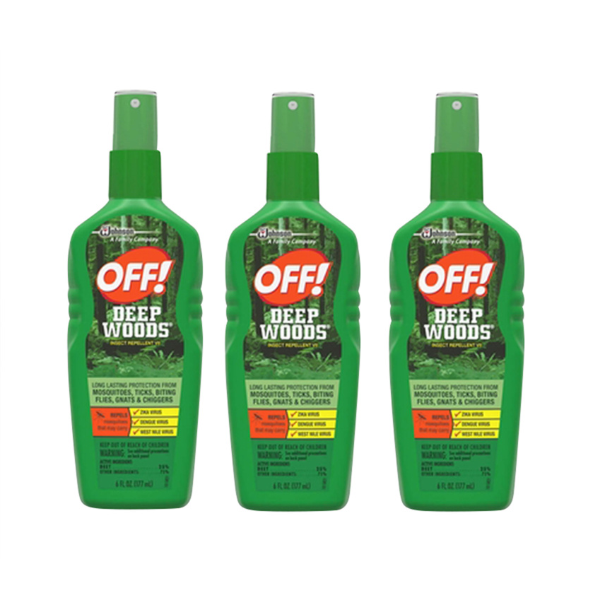 Off! Deep Woods insect repellent VII in 6 fl oz bottle, pest control spray from Pasteur Pharmacy, designed to repel bugs effectively.