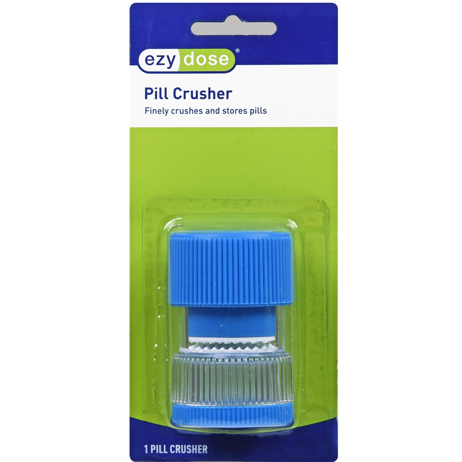 Ezy Dose pill crusher with integrated pill container from Pasteur Pharmacy, compact and easy to use for medication management.