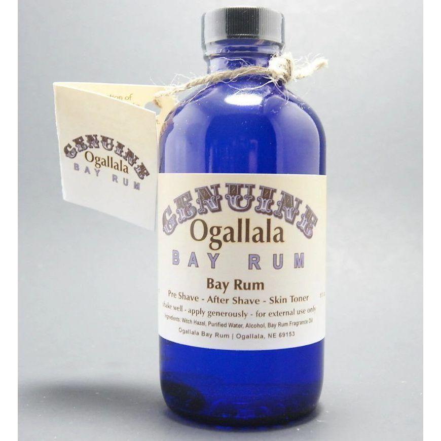 Pasteur Pharmacy Ogallala Bay Rum Original Pre-Shave and After Shave Skin Toner bottle, 8 oz. Natural grooming product.