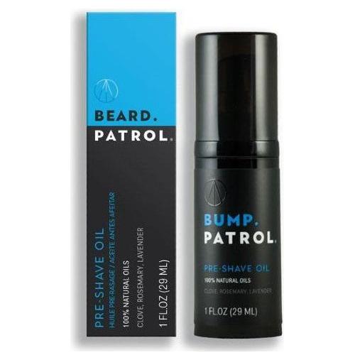 Bump Patrol Pre Shave Oil by Pasteur Pharmacy featuring 100% natural oils in a 1 oz bottle for smooth shaving prep