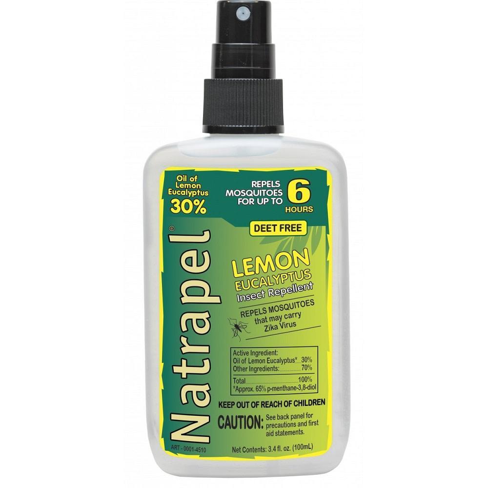 Natrapel Lemon Eucalyptus Mosquito Repellent 3.4 oz bottle from Pasteur Pharmacy, natural insect repellent for outdoor protection.