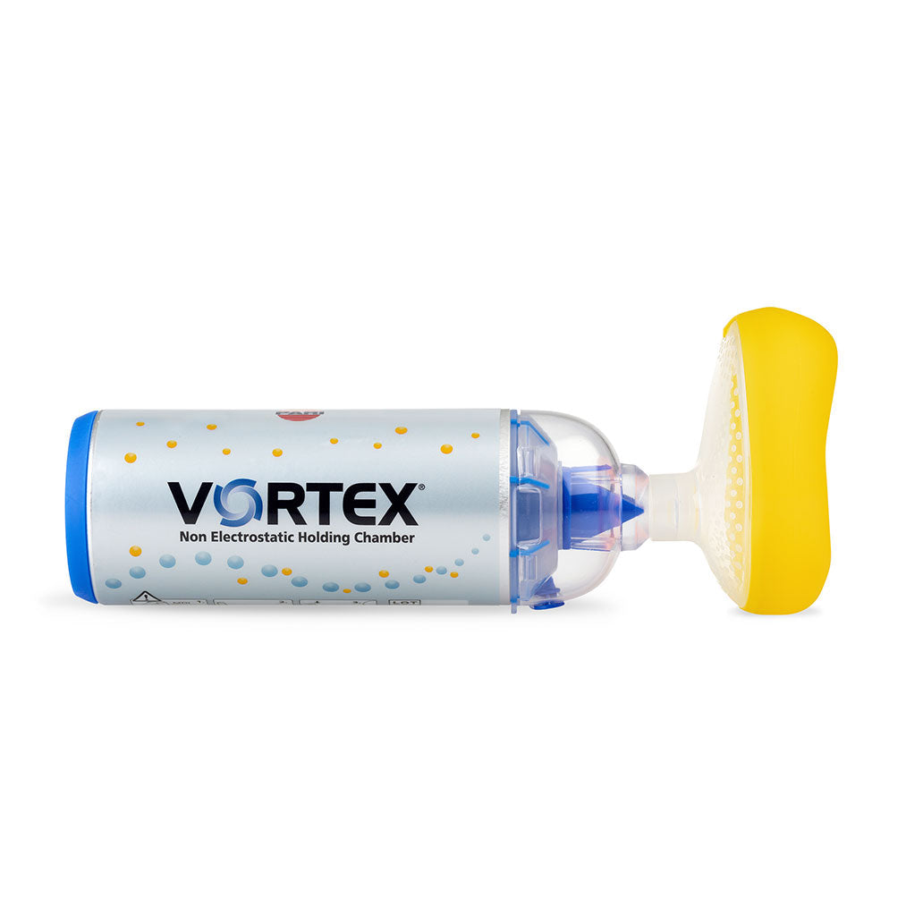 Vortex medium pediatric face mask for children from Pasteur Pharmacy, designed for use with valved holding chambers in respiratory care.