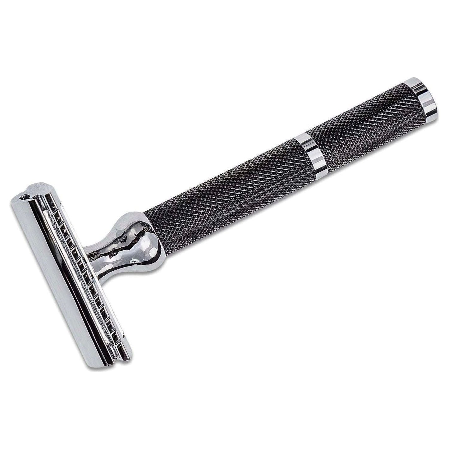 Parker 71R heavyweight three-piece double-edge safety razor with polished metal finish and textured handle.
