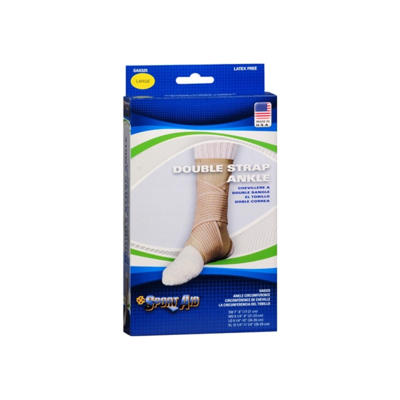 Sport Aid ankle brace for support, featuring double straps, designed for small size, by Pasteur Pharmacy.