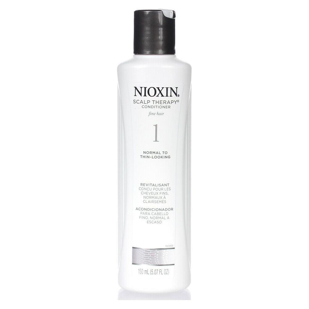 Nioxin System 1 Scalp Therapy Conditioner in 5.07 fl oz bottle, designed for thinning hair and scalp health.