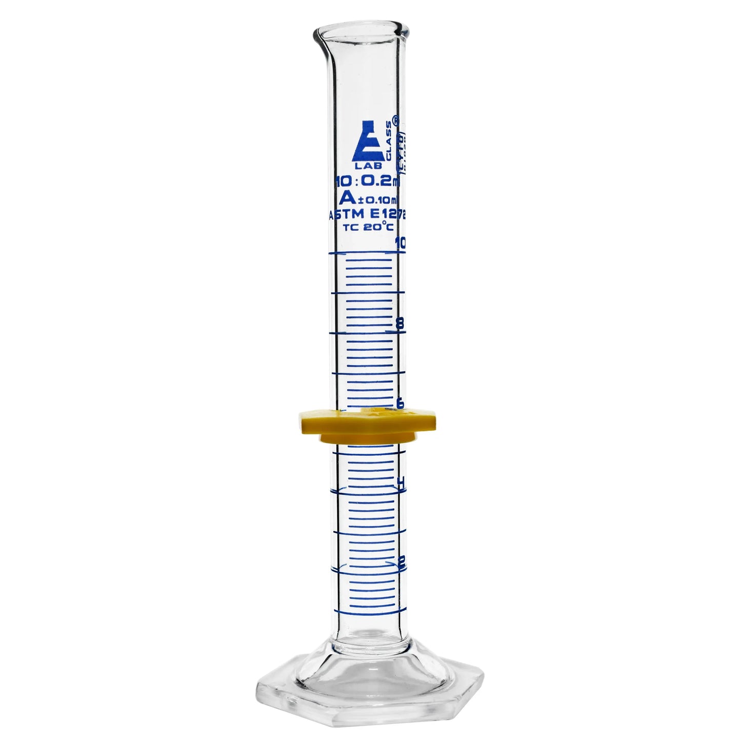Class A graduated glass cylinder with single scale, 10 mL capacity, used in science and laboratory settings, by Pasteur Pharmacy.