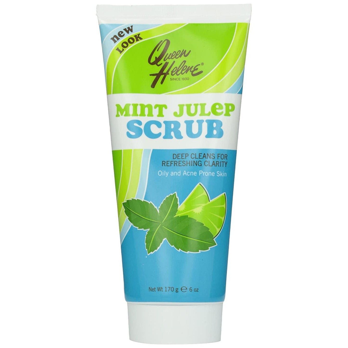 Queen Helene Mint Julep Facial Scrub in 6 oz, natural exfoliating scrub with refreshing mint for clean, smooth skin.