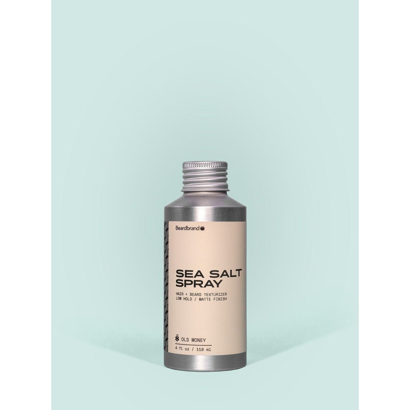 Beardbrand Temple Smoke Sea Salt Spray 4 oz in a clear spray bottle, designed for textured, tousled beard and hair styling.