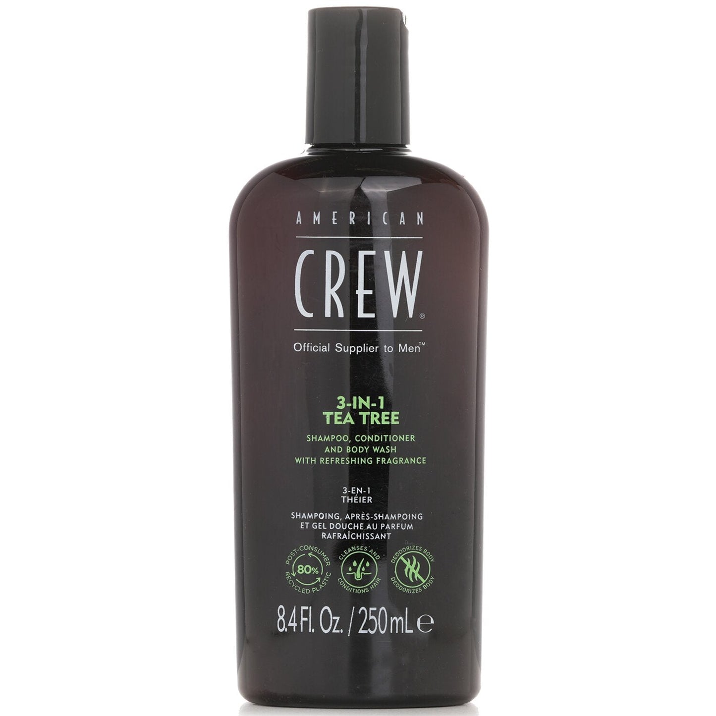 American Crew Tea Tree Shampoo 8.4 oz in a clear bottle with green label, part of Pasteur Pharmacy's shampoo and conditioner collection.