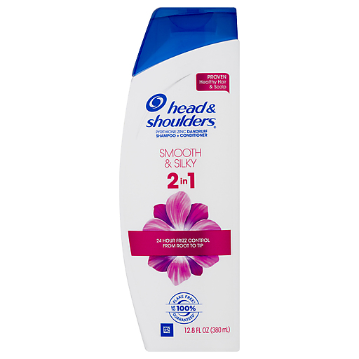 Head & Shoulders 2-in-1 shampoo and conditioner for dandruff, smooth and silky, 12.8 fl oz bottle.