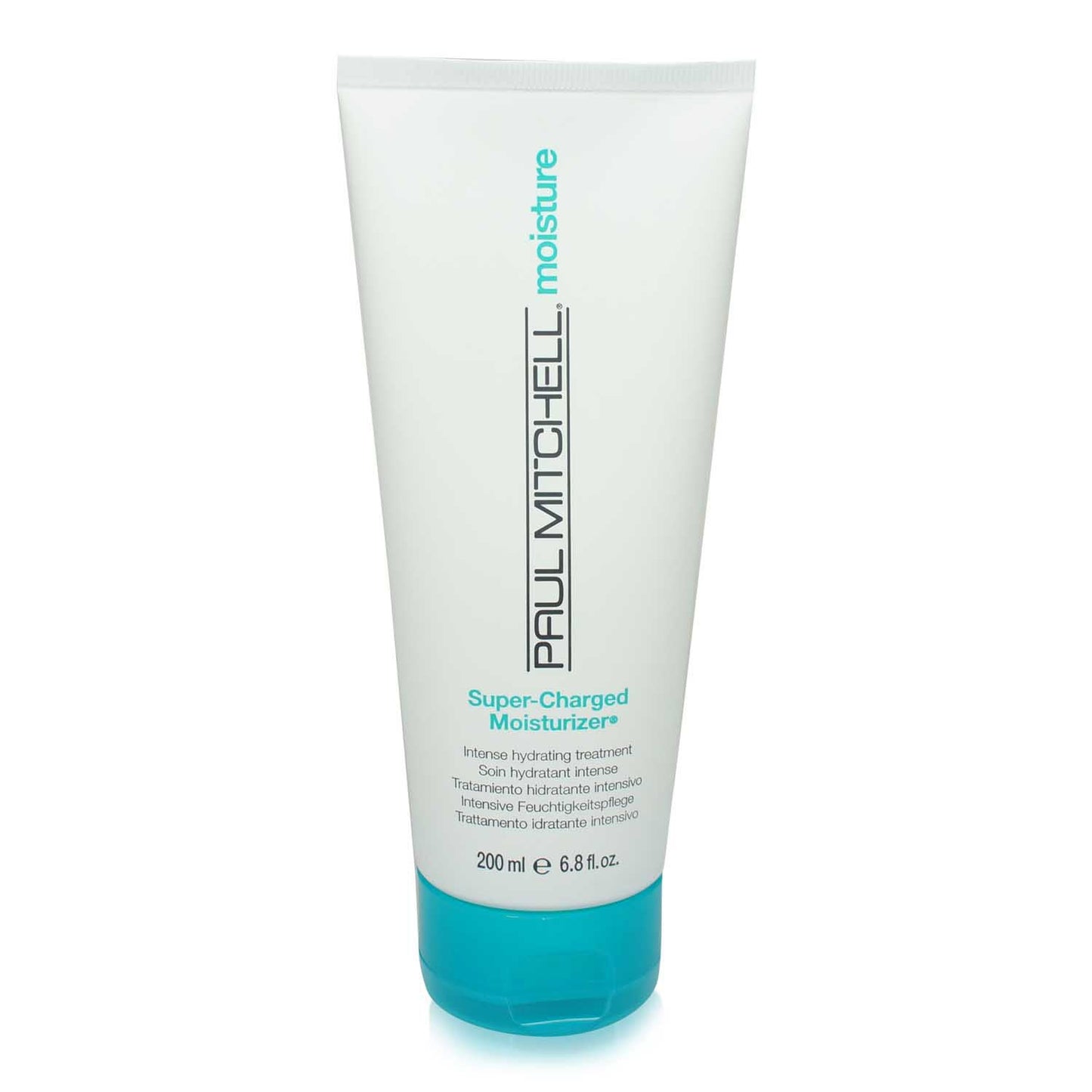 Paul Mitchell Super Charged Moisturizer shampoo and conditioner bottles for nourishing hair care.